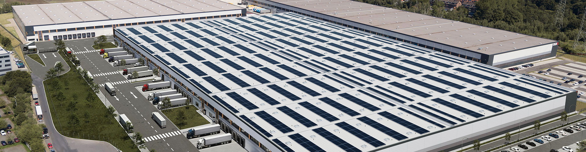 Logistics warehouse from above